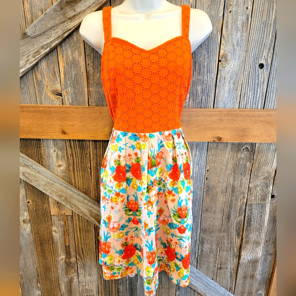 Orange Floral Women's Dress